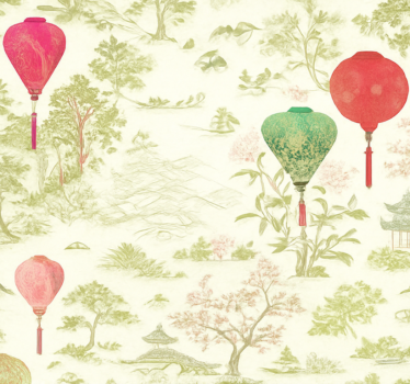 Papel de parede quarto de casal paisagem oriental - TenStickers