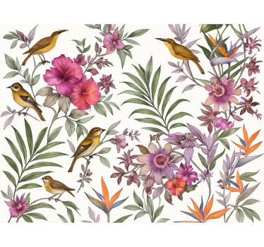 Papel de parede quarto de casal floresta colorida - TenStickers
