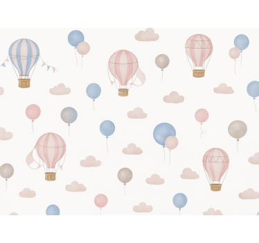 Papel de parede quarto de bebé balões sonho pastel - TenStickers