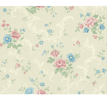 Papel de parede quarto de casal com design floral simples - TenStickers