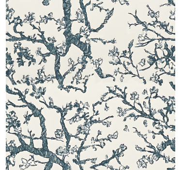Papel de parede quarto de casal design de árvore azul escura - TenStickers