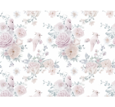 Papel de parede quarto de casal com flores elegantes cinzas - TenStickers