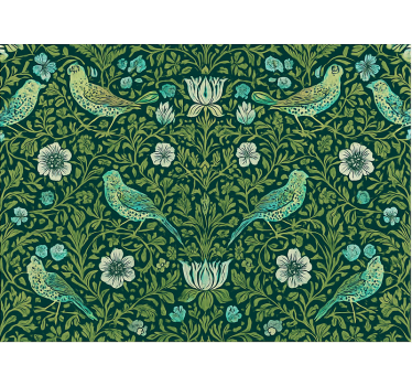 Papel de parede quarto de casal floral e pássaro ornamental - TenStickers