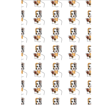 Papel de parede floral rosto minimalista com orquídeas - TenStickers
