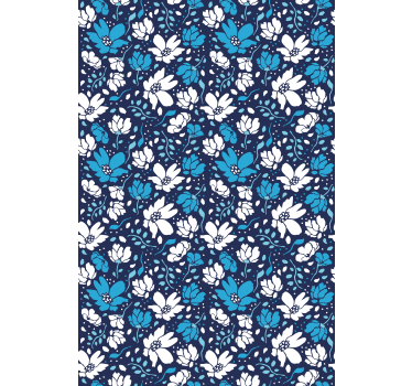 Papel de parede floral com margaridas brancas em fundo azul - TenStickers