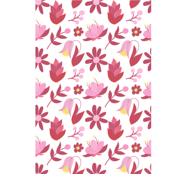 Papel de parede floral arte folclórica polonesa com vermelho - TenStickers