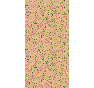 Papel de parede floral com padrão original em tons pêssego - TenStickers