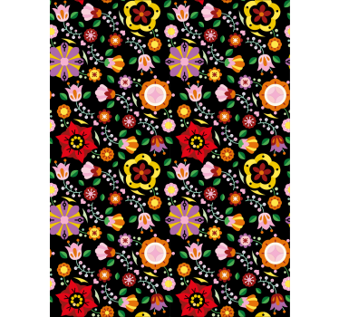 Papel de parede floral com padrões folclóricos poloneses - TenStickers