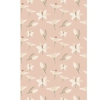 Papel de parede floral lírio branco sobre fundo nu - TenStickers