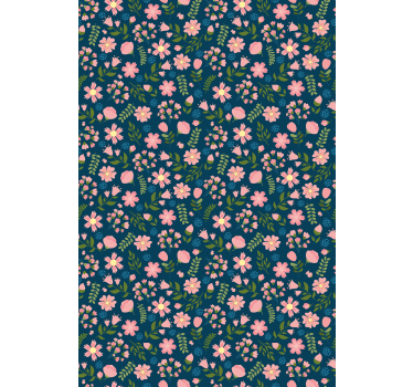 Papel de parede floral estampa 'floflo' azul - TenStickers