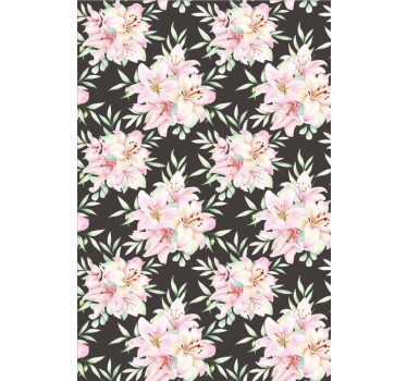 Papel de parede floral padrão de lírios aquarelados - TenStickers