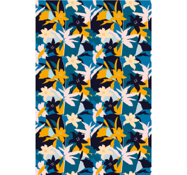 Papel de parede floral lírios brancos sobre fundo azul - TenStickers