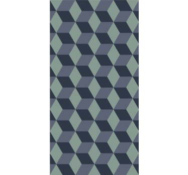 Papel de parede para quarto padrão cubo retrô em azuis - TenStickers