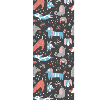 Papel de parede para quarto com ilustração de cães fofos - TenStickers