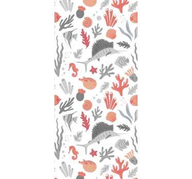 Papel de parede para quarto ilustração de vida marinha - TenStickers