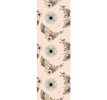 Papel de parede para quarto flores pastéis rosa e preto - TenStickers