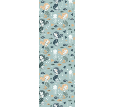 Papel de parede para quarto padrão sereia mágica azul - TenStickers
