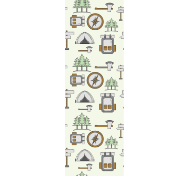 Papel de parede para quarto com bolsa de camping, bússola - TenStickers