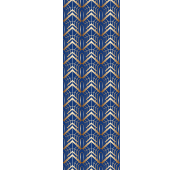 Papel de parede para quarto padrão deco azul e dourado - TenStickers