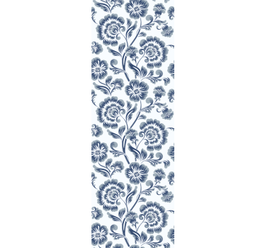 Papel de parede para quarto com padrão de flores azuis - TenStickers