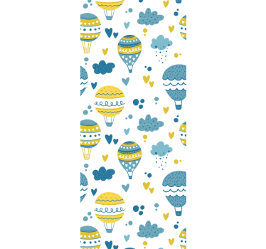 Papel de parede para quarto com balões e nuvens coloridas - TenStickers