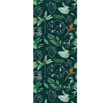 Papel de parede para quarto com animais e árvores coloridas - TenStickers