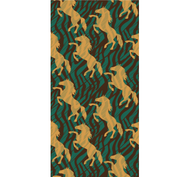 Papel de parede para quarto cavalo verde e marrom africano - TenStickers
