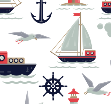 Papel de parede infantil figuras da marinha - TenStickers