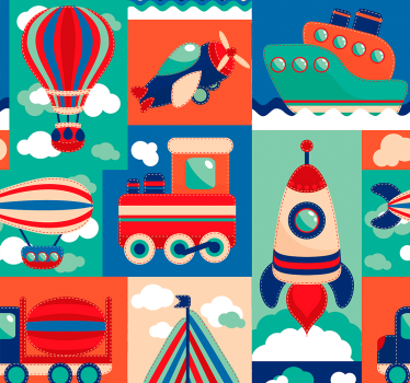 Papel de parede para quarto infantil Modelos de veículos - TenStickers