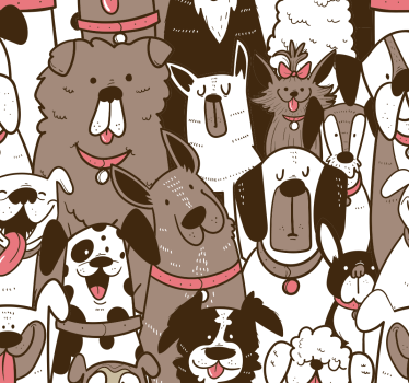 sala com papel de parede Caras de cão - TenStickers