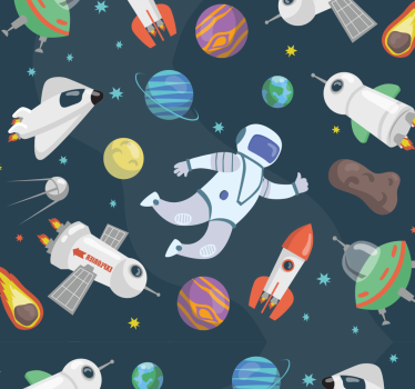 papel de parede criança Espaço dos desenhos animados - TenStickers