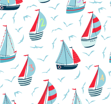 papel de parede criança Barcos à beira-mar com números - TenStickers