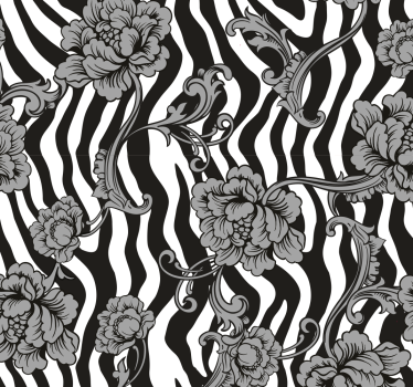 Papel de parede zebra fusão floral com listras de zebra - TenStickers