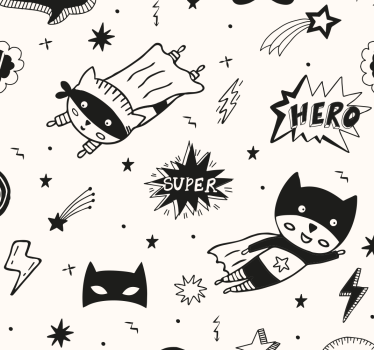 Papel de parede infantil com padrões de quadrinhos de heróis - TenStickers