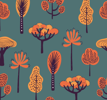 papel de parede árvores motivos botânicos estilizados - TenStickers