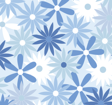papel de parede flores Flores vintage em tons de azul - TenStickers