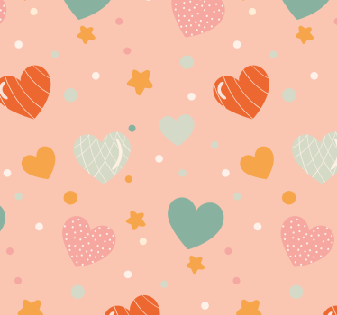 papel de parede quarto de bebé padrão de corações e estrelas - TenStickers