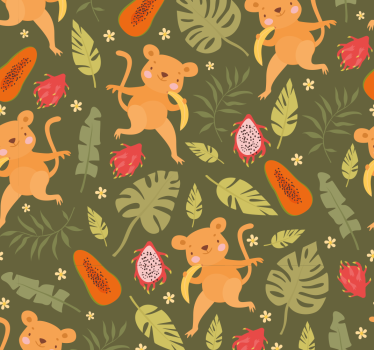 papel de parede animais Cabeças de macaco desenhando papel de par - TenStickers