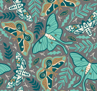 papel parede borboletas Borboletas tons de verde e azul - TenStickers