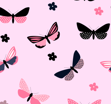 papel parede borboletas Borboletas rosa e pretas de papel de pare - TenStickers