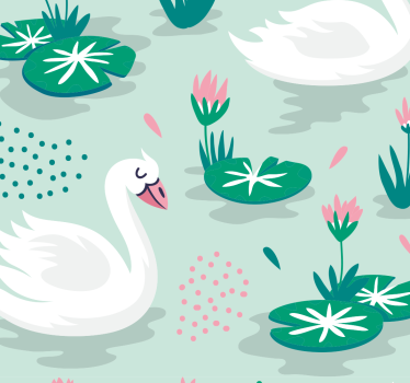 papel de parede criança Papel de parede de cisnes e nenúfar - TenStickers