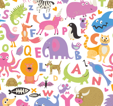 papel de parede criança Papel de parede colorido do alfabeto anim - TenStickers
