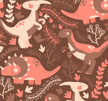 Papel de parede infantil Dinossauros e folhas - TenStickers