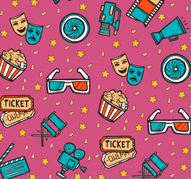 papel de parede criança Noite de Cinema - Rosa - TenStickers