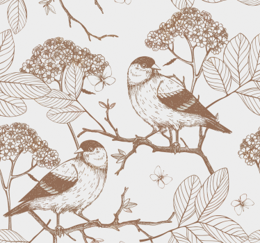 papel de parede criança Pássaros cinza e marrons - TenStickers