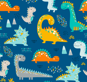 Papel de parede dinossauros padrão de dinossauros - TenStickers