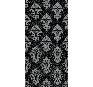 papel de parede florido Neo barock preto prata - TenStickers