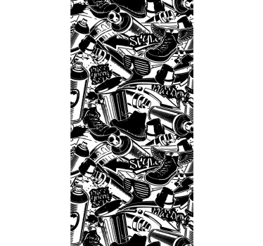 Papel parede juvenil de graffiti mono-tonal - TenStickers