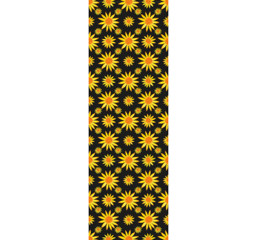 papel de parede flores Fundo preto girassol - TenStickers