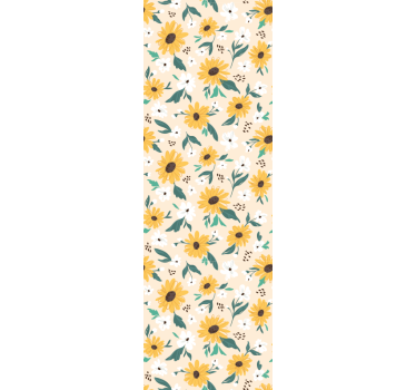 papel de parede flores Fundo bege girassol - TenStickers